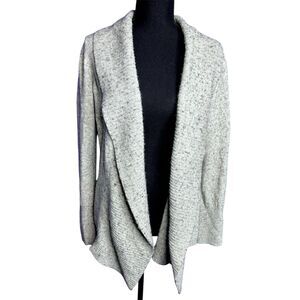 Womens Heather Gray Shawl Collar Cardigan Sz L Wool Cashmere Quiet Luxury Soft